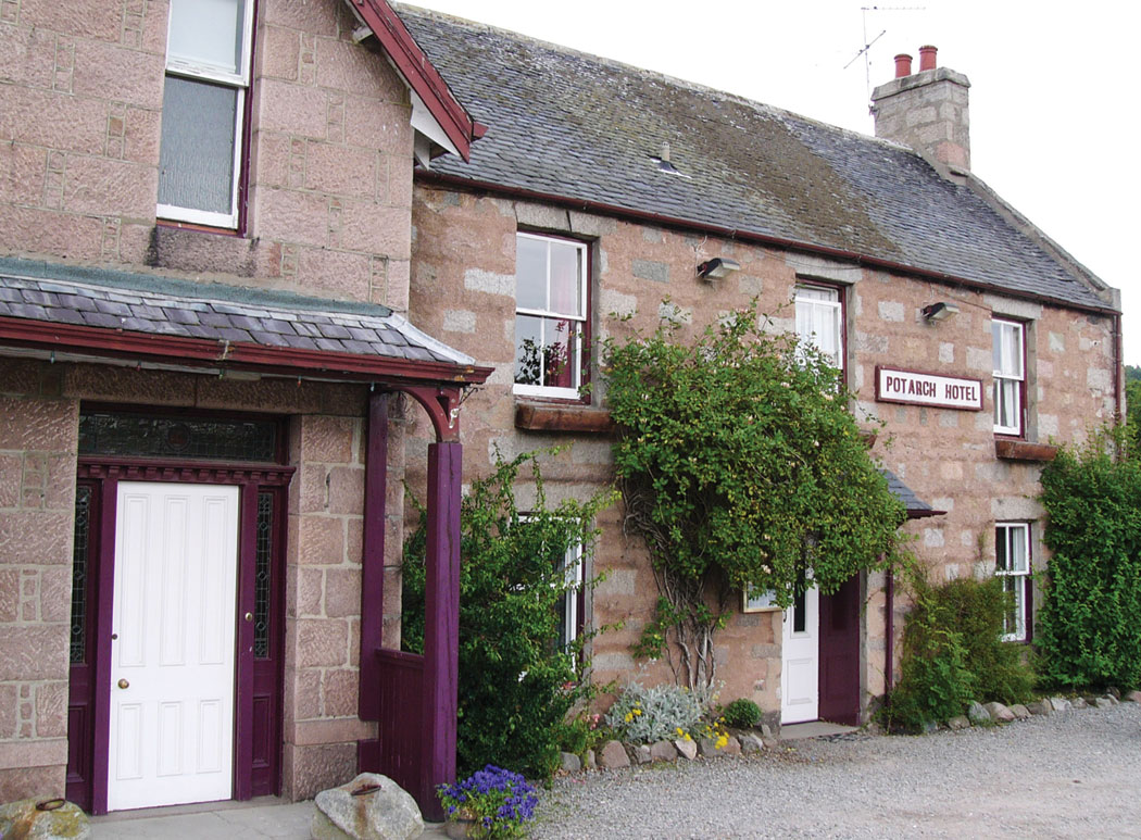The Old Potarch Hotel. Now the Potarch Cafe & Restaurant and location of the Dinnie Stanes